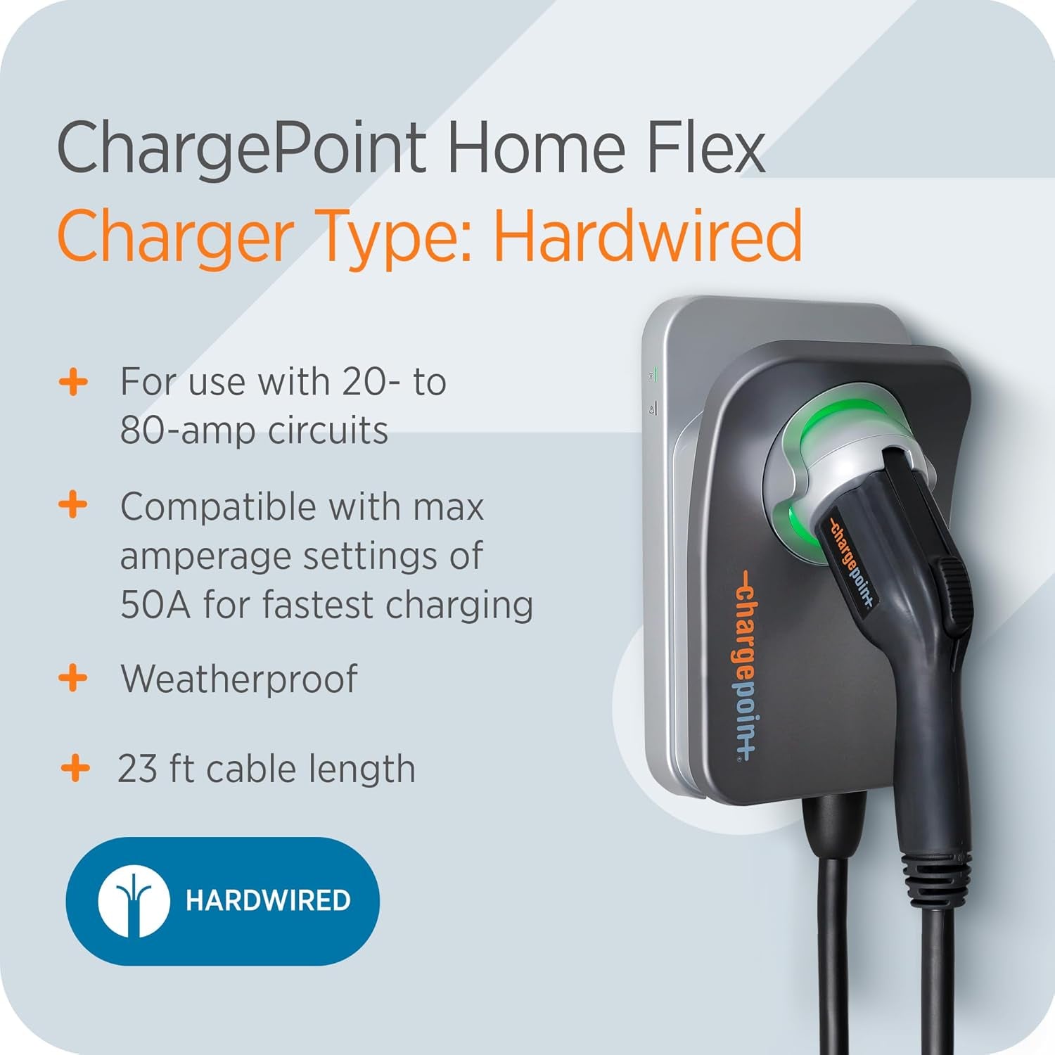 Homeflex Level 2 EV Charger J1772 - Fast Smart Battery Power Charging at Home for Electric Automobile Vehicles - Hardwired for Electric Car