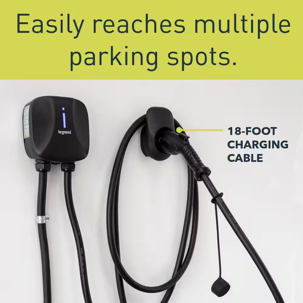 Plug-In 40 Amp 9.6Kw Level 2 EV Charger for Home, 14-50P Plug, Indoor/Outdoor, Black