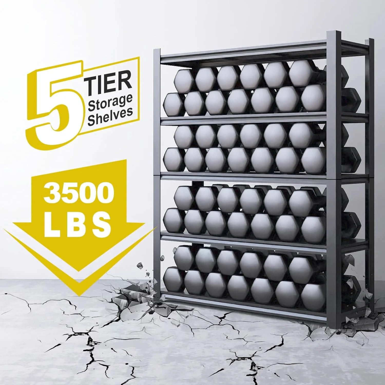 3500LBS Garage Shelving Heavy Duty, 72" H Metal Shelves for Storage, 5 Tier Storage Rack for Warehouse Pantry Kitchen, Industrial Storage Rack