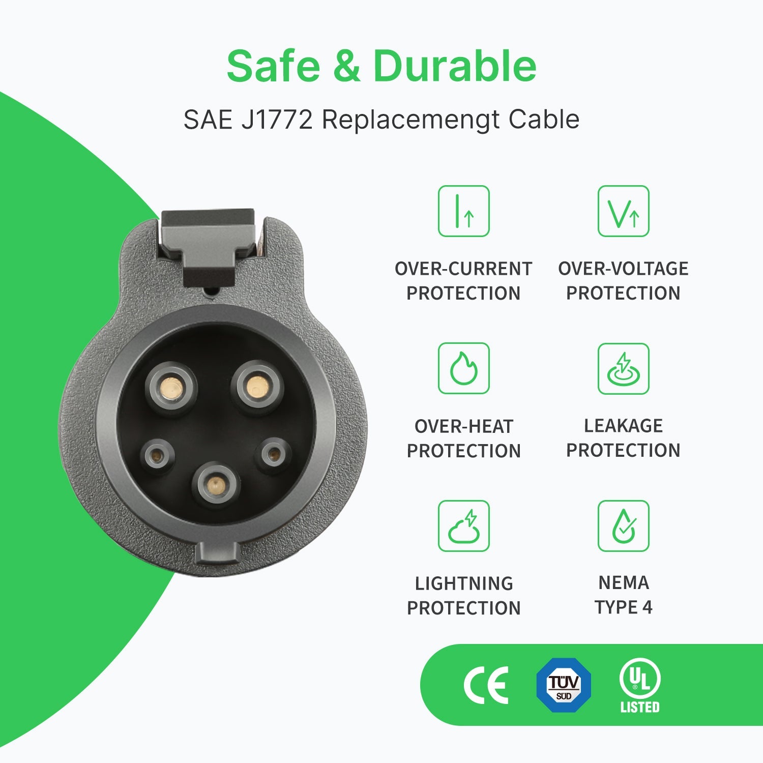 Autel J1772 Level 2 EV Charger Replacement Cable (25-Foot)
