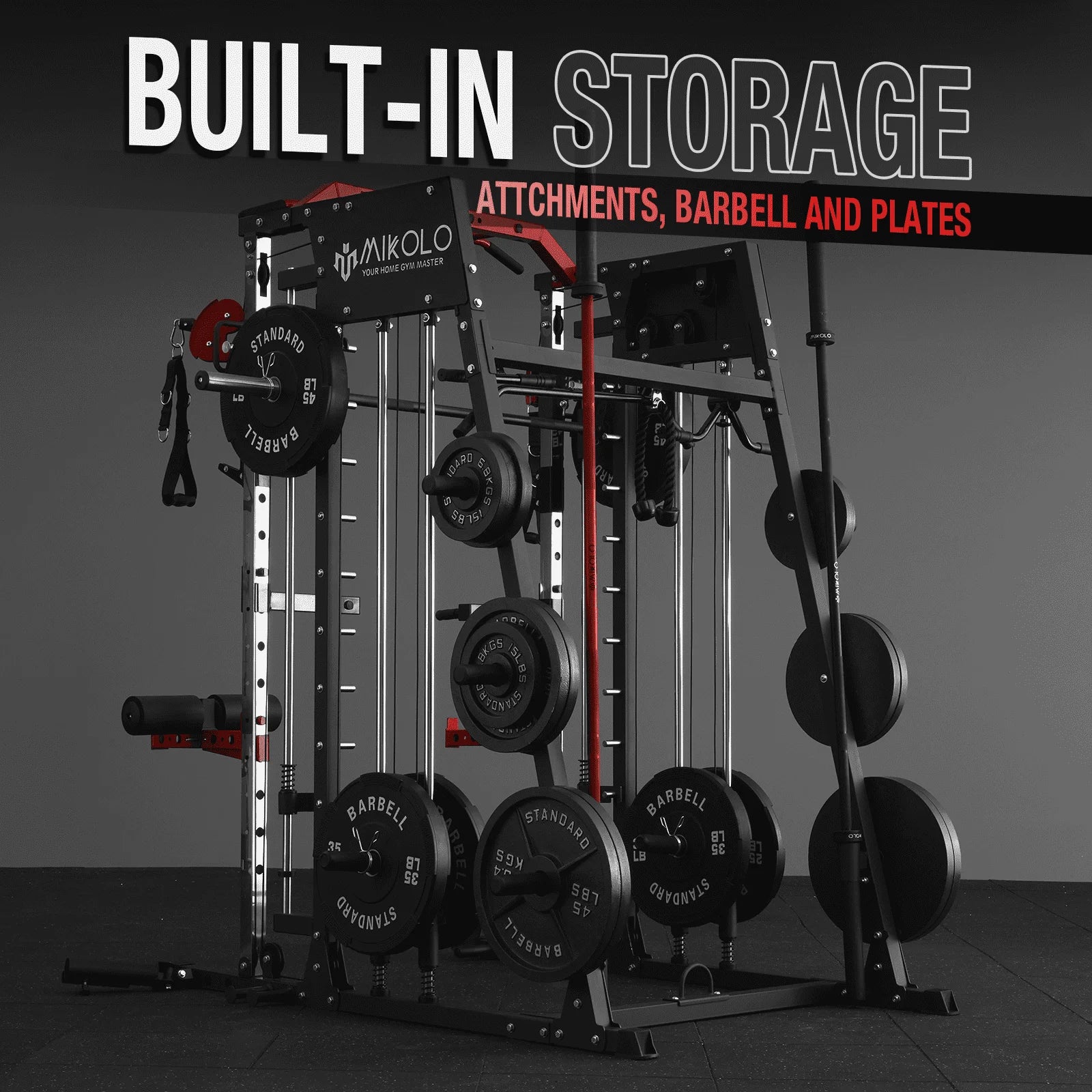 M4 All-In-One Smith Machine Home Gym Package, 2200 Lbs Power Rack Cage with Cable Crossover, 360° Landmine, Barbell Holders and Other Attachments, Total Body Strength Training Cage
