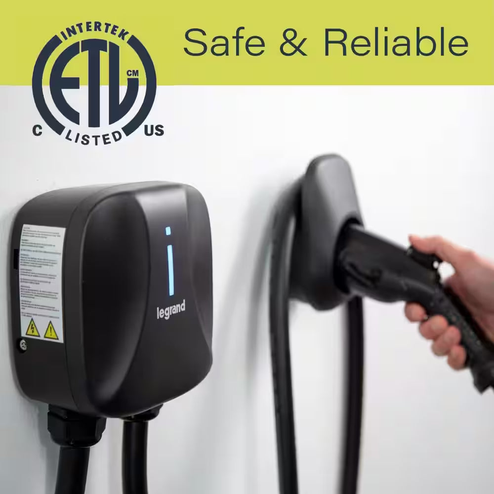 Plug-In 40 Amp 9.6Kw Level 2 EV Charger for Home, 14-50P Plug, Indoor/Outdoor, Black