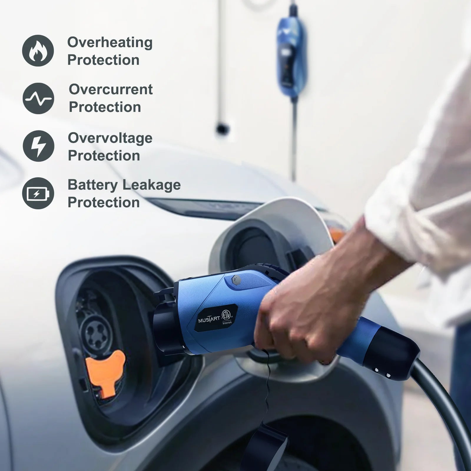 Level 2 Portable EV Charger (40 Amp, 240 Volt, 25Ft Cable), Electric Vehicle Charger Plug-In EV Charging Station with NEMA 14-50P