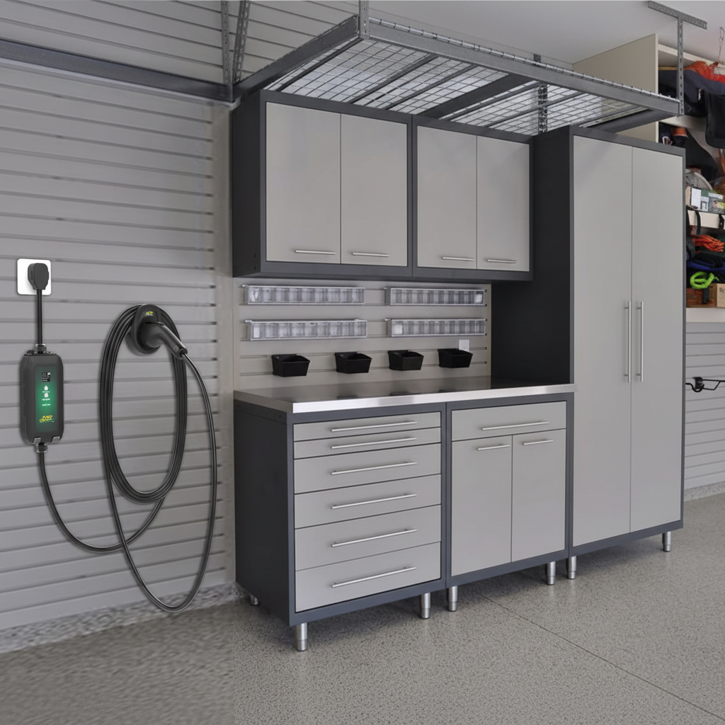 Echarge 16 AMP EV Charger - Level 1 Portable Electric Vehicle EV Car Charger - 022-3016-DL-WH