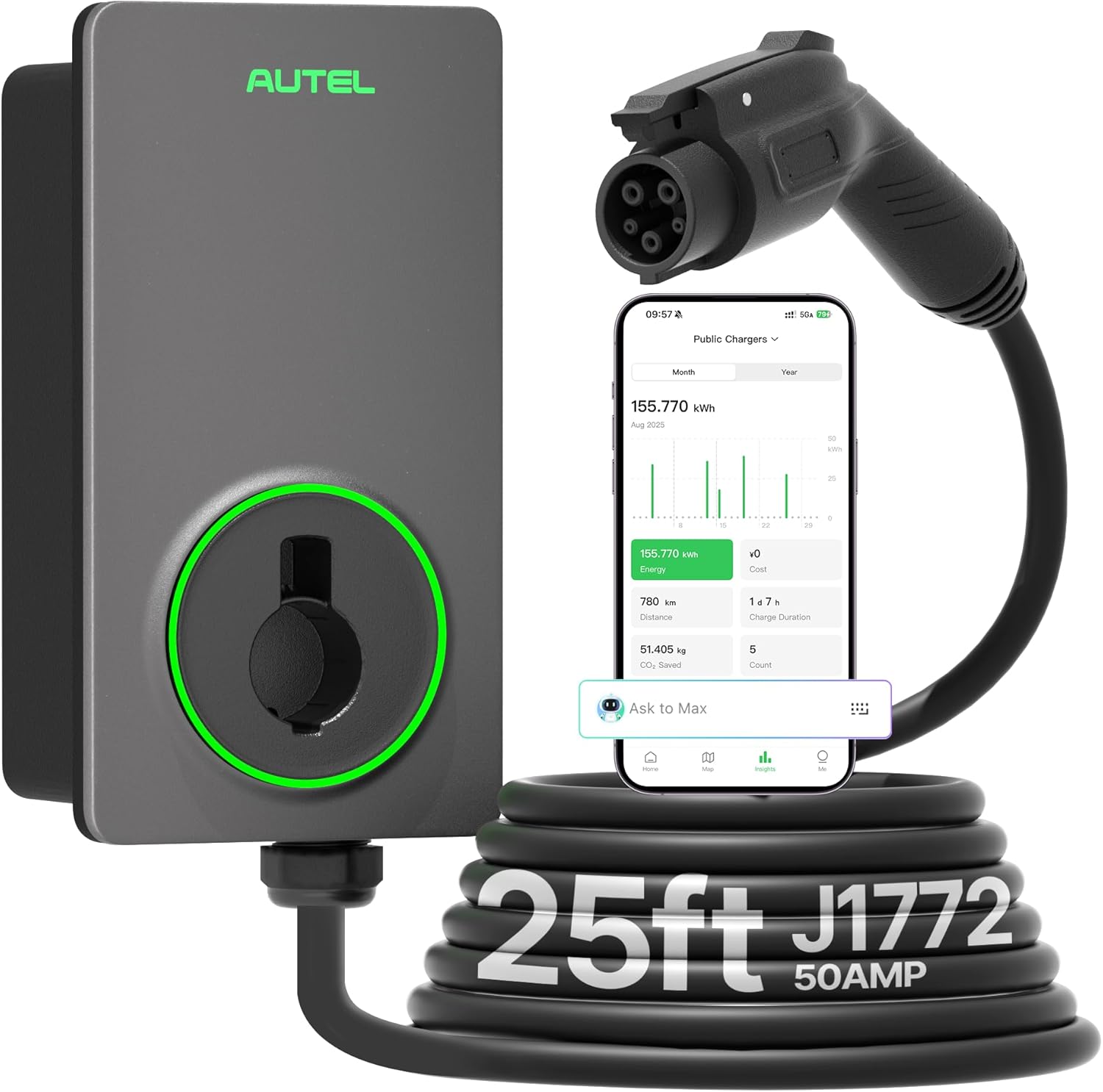 Autel MaxiCharger AC Single Charger 50A EV Charger