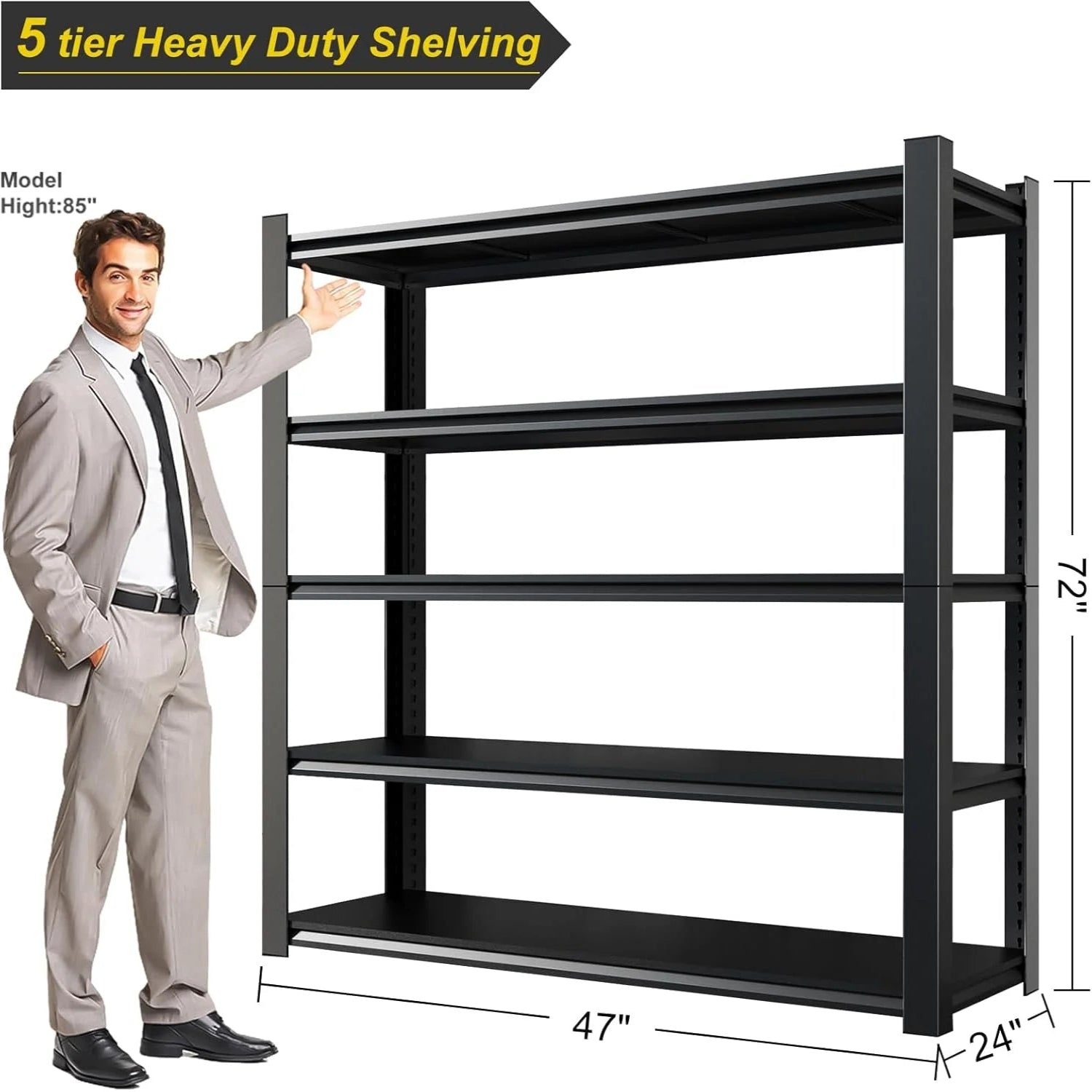 3500LBS Garage Shelving Heavy Duty, 72" H Metal Shelves for Storage, 5 Tier Storage Rack for Warehouse Pantry Kitchen, Industrial Storage Rack