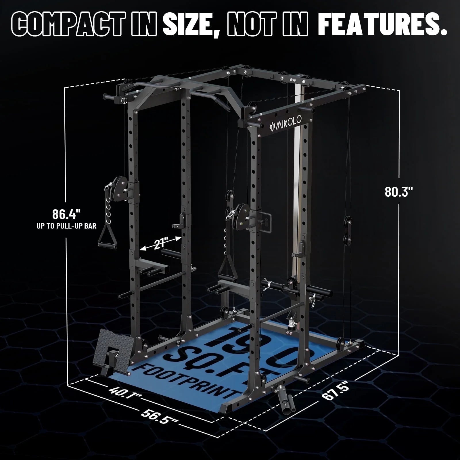 Power Rack Cage, 1500LBS Weight Cage with 800LB Capacity Adjustable Weight Bench, 1500LB Capacity Barbell and 230LB Weight Plate Set