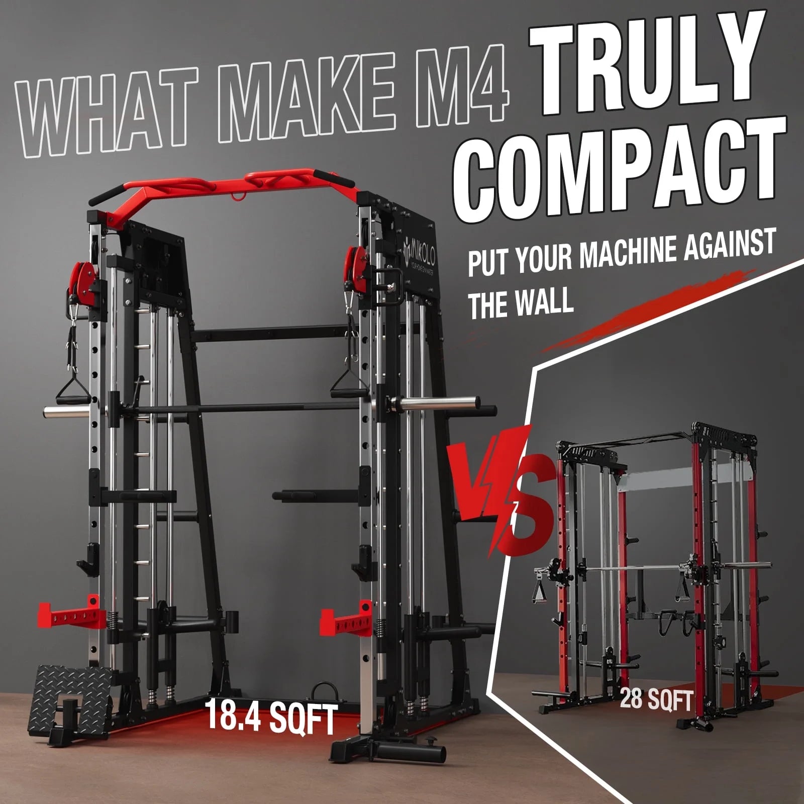 M4 All-In-One Smith Machine Home Gym Package, 2200 Lbs Power Rack Cage with Cable Crossover, 360° Landmine, Barbell Holders and Other Attachments, Total Body Strength Training Cage