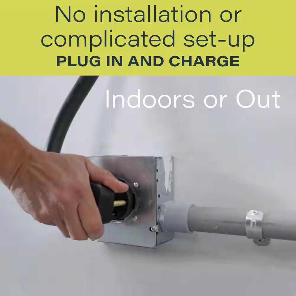 Plug-In 40 Amp 9.6Kw Level 2 EV Charger for Home, 14-50P Plug, Indoor/Outdoor, Black