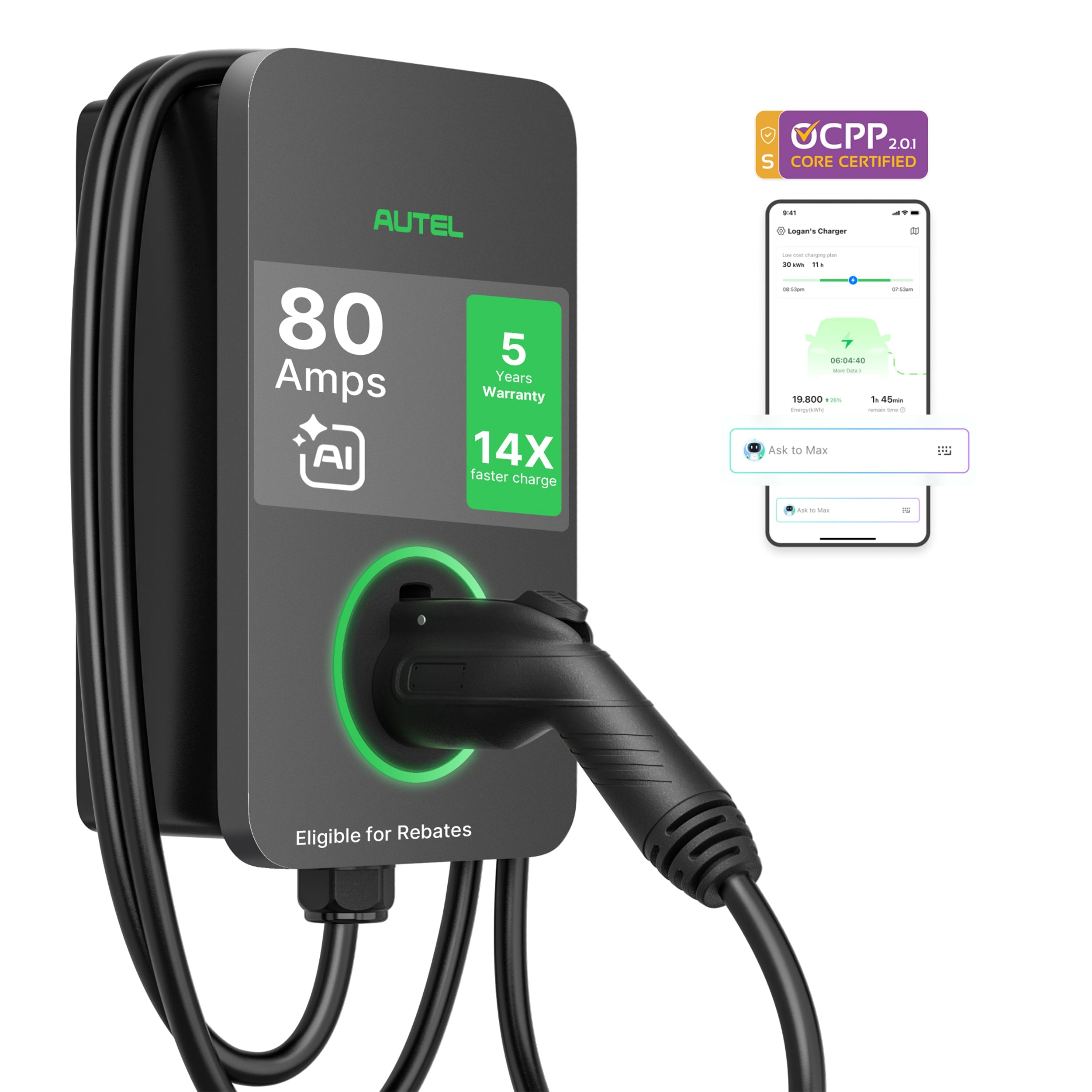 Autel MaxiCharger AC Pro 80A 19.2kW Residential EV Charger | CA