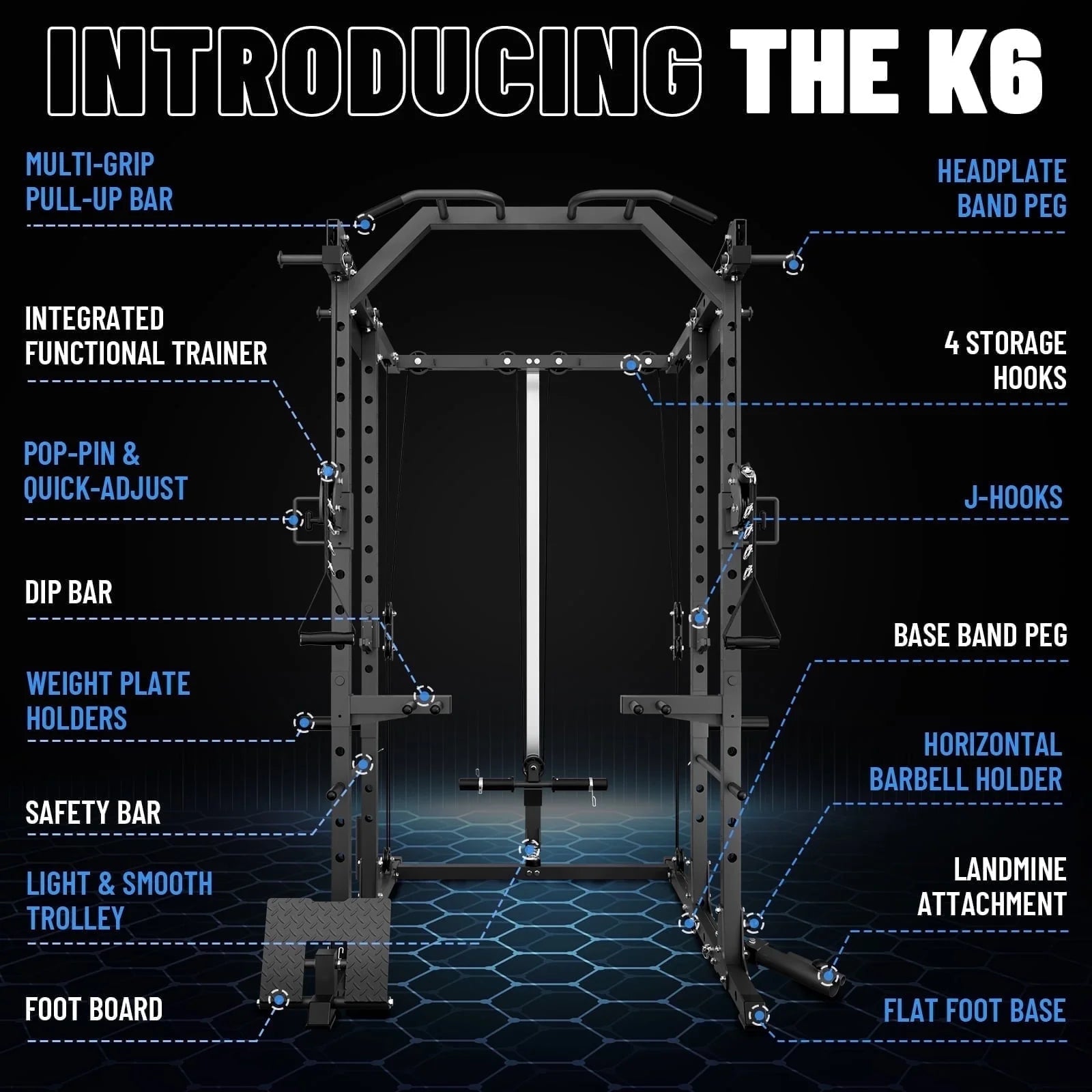 Power Rack Cage, 1500LBS Weight Cage with 800LB Capacity Adjustable Weight Bench, 1500LB Capacity Barbell and 230LB Weight Plate Set