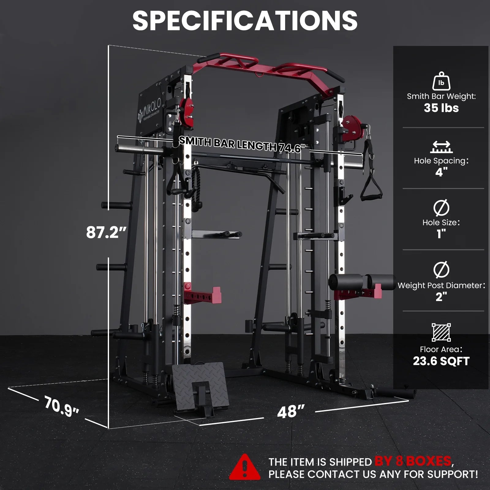 M4 All-In-One Smith Machine Home Gym Package, 2200 Lbs Power Rack Cage with Cable Crossover, 360° Landmine, Barbell Holders and Other Attachments, Total Body Strength Training Cage