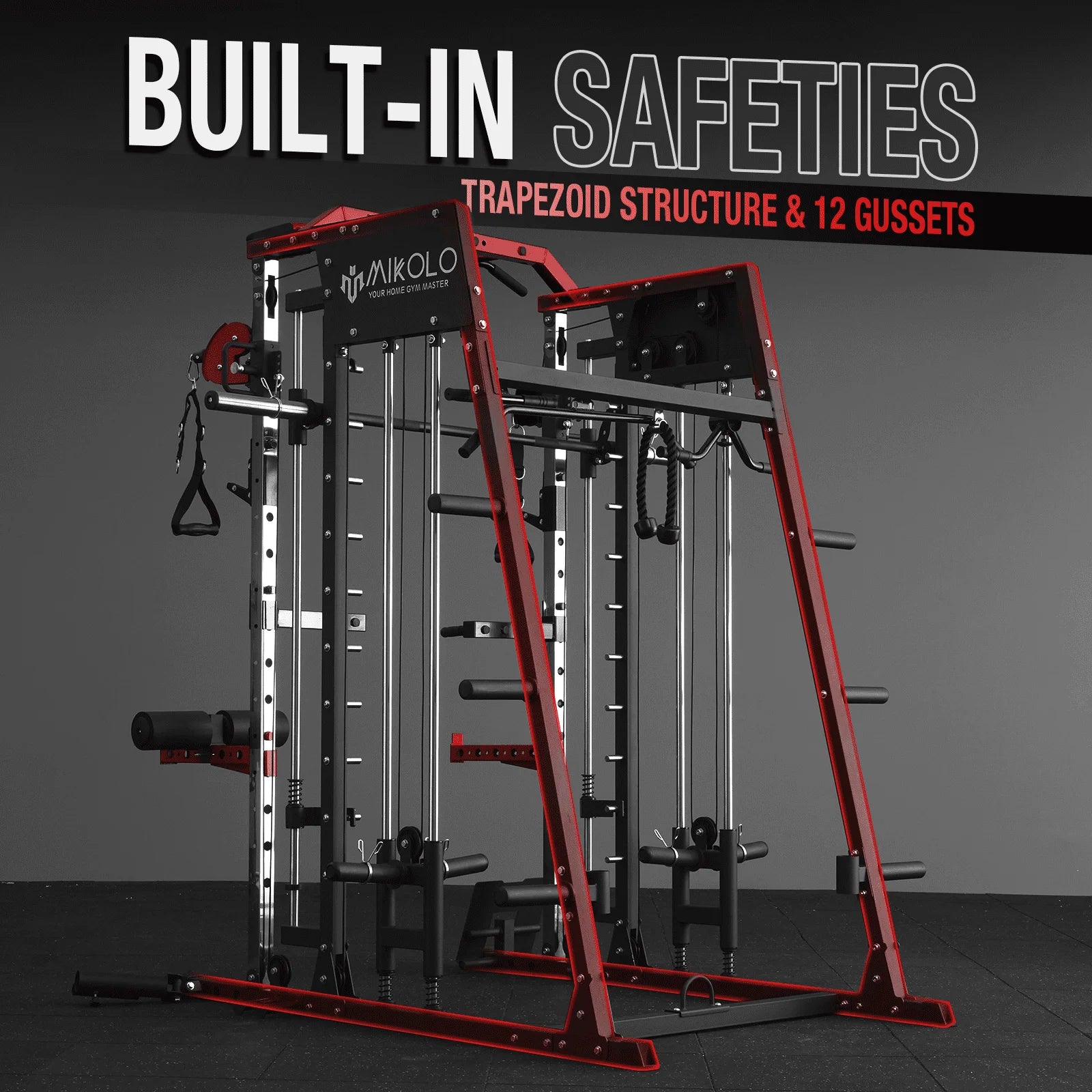 M4 All-In-One Smith Machine Home Gym Package, 2200 Lbs Power Rack Cage with Cable Crossover, 360° Landmine, Barbell Holders and Other Attachments, Total Body Strength Training Cage